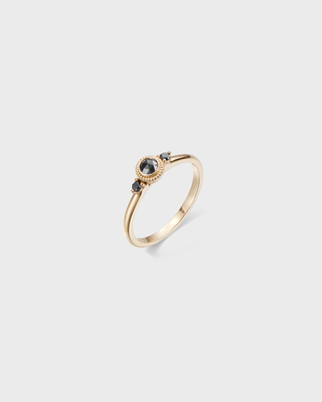 Beloved Diamond Ring 3 stones black gold