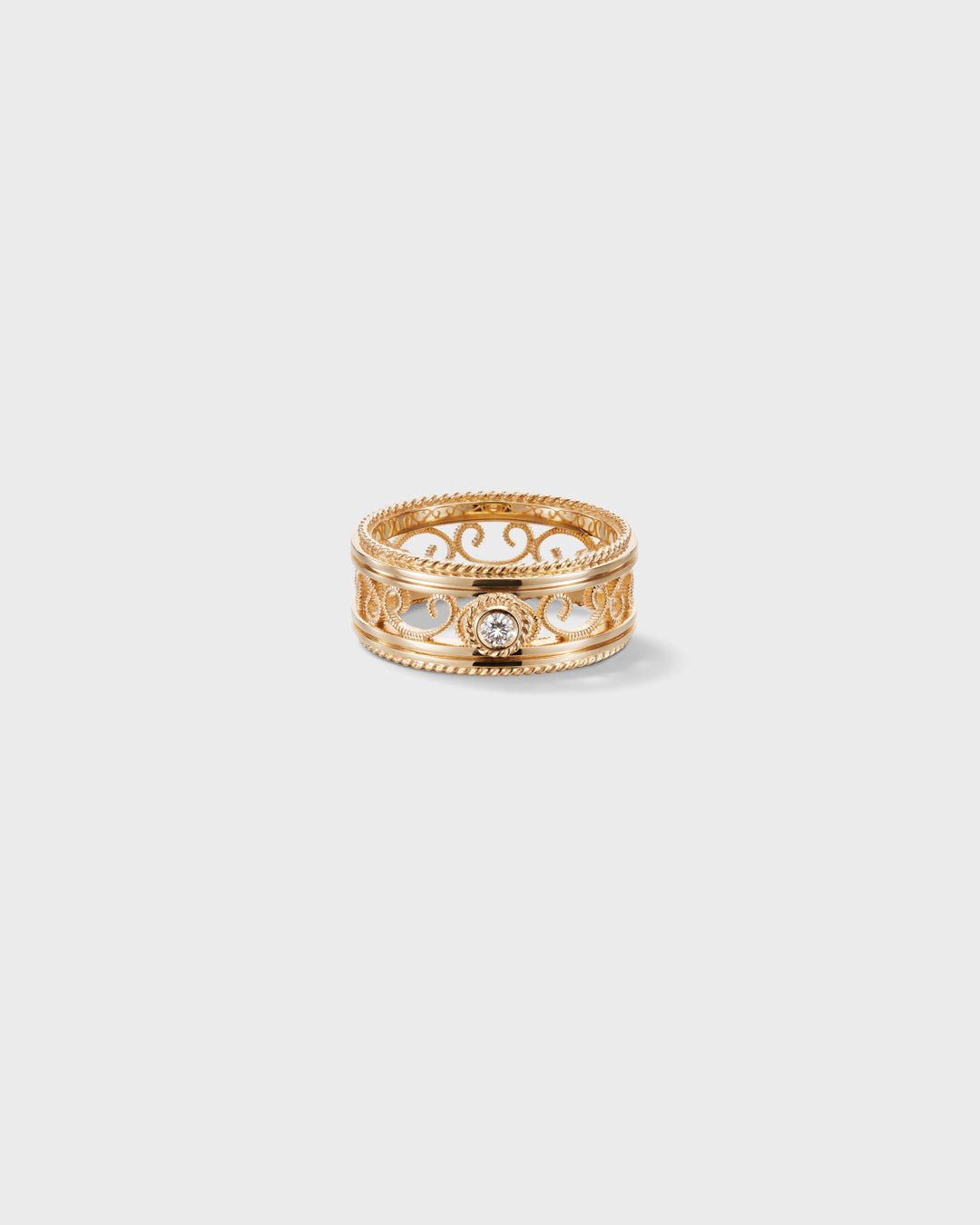 Filigree Diamond Ring Wide gold