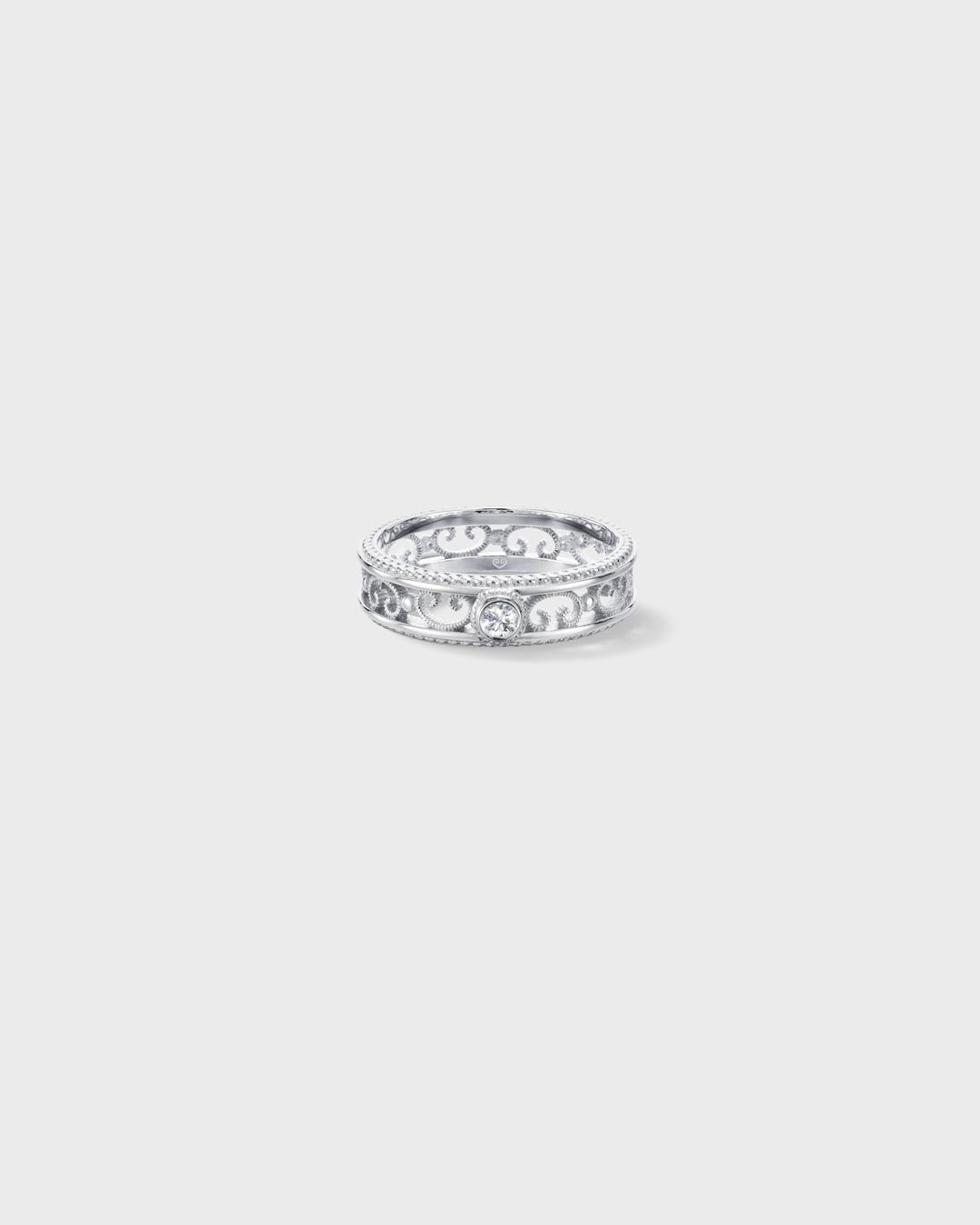 Filigraani-sormus 5mm 1x0,06ct valkokulta
