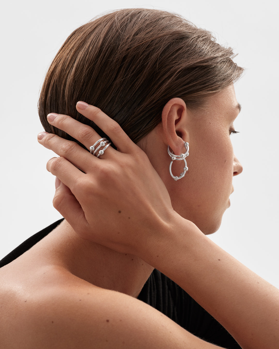 Kehät-ear cuff hopea