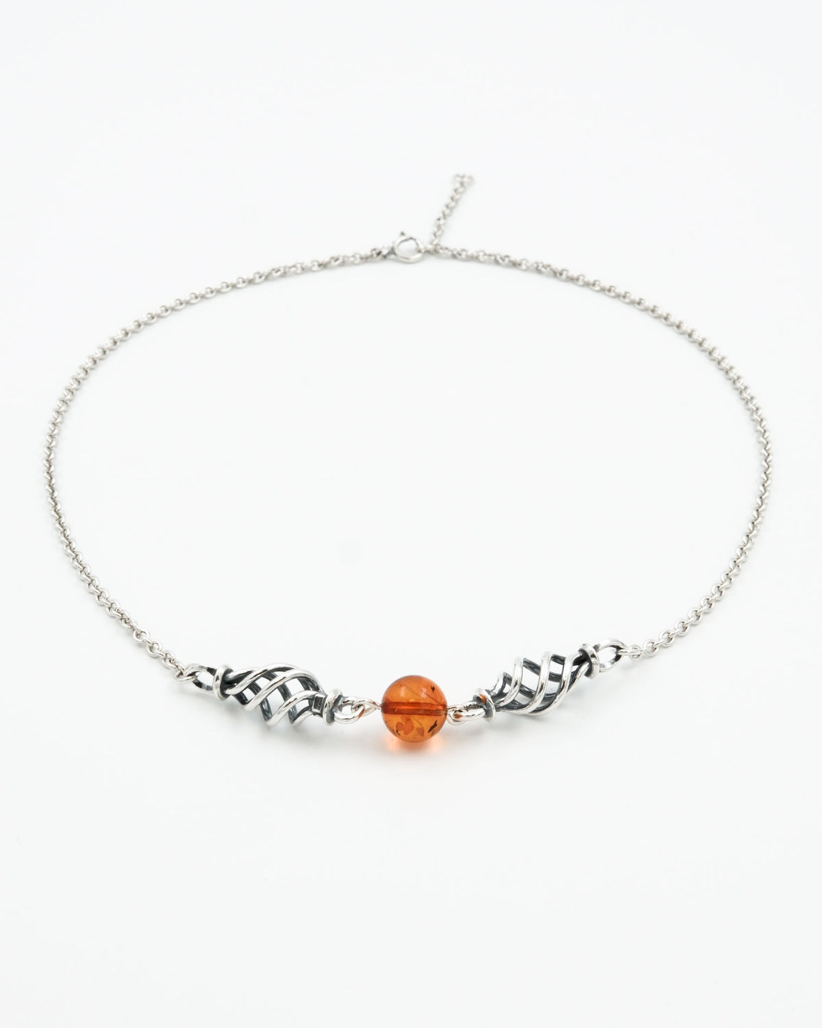 Kept Spirit of Fire necklace 45 cm silver amber